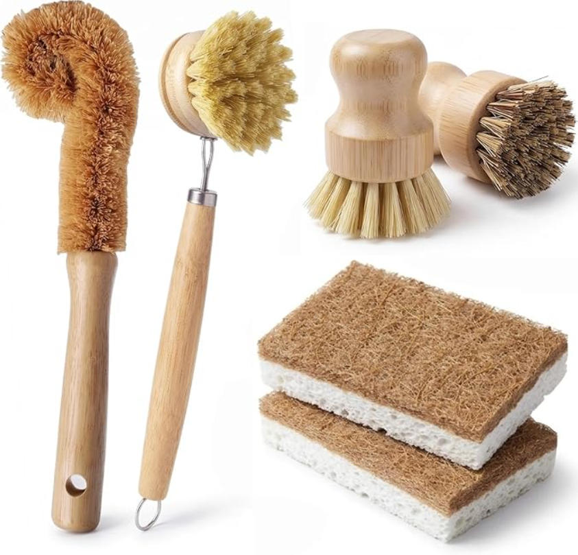 6 PCS Bamboo Dish Brush Set -  - Substrate Coconut Fiber review and price